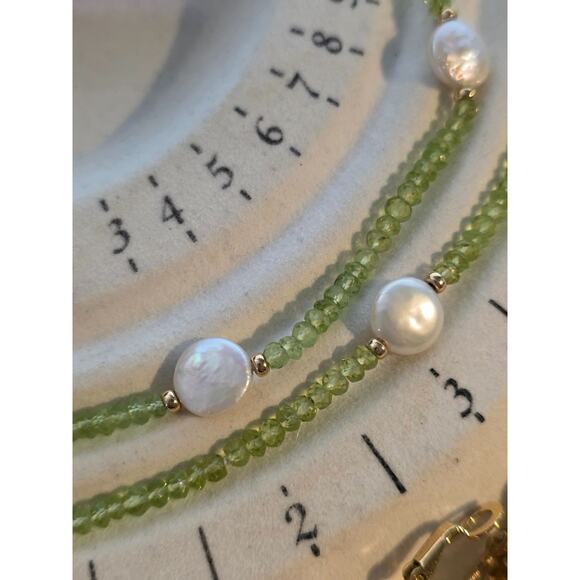 Zoe B. 14K Yellow Gold Coin Pearl & Green Tourmaline Necklace 36" - Picture 13 of 16